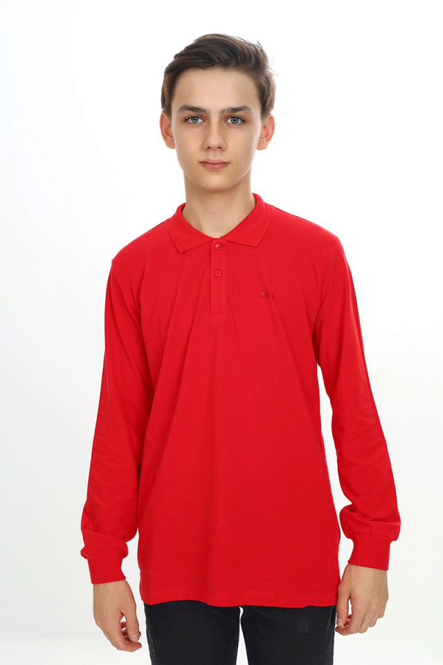 Erkek Çocuk Lacost(Yüksek Kaliteli Pike Dokuma) Noktalı Polo Yaka Sweatshirt | 10-14 Yaş