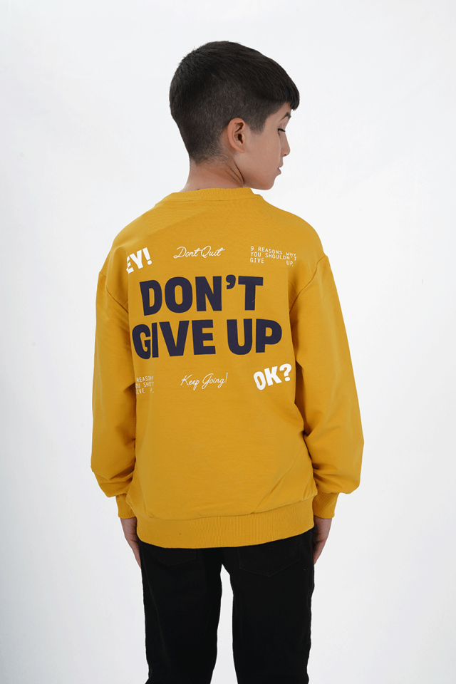 Erkek Çocuk Baskılı Bisiklet Yaka Sweatshirtt Sarı - 11 Yaş