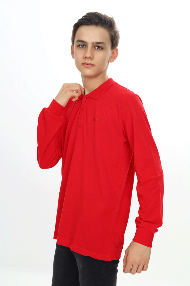 Erkek Çocuk Lacost(Yüksek Kaliteli Pike Dokuma) Noktalı Polo Yaka Sweatshirt | 6-10 Yaş