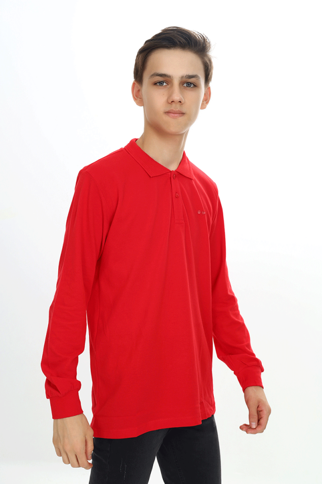 Erkek Çocuk Lacost(Yüksek Kaliteli Pike Dokuma) Noktalı Polo Yaka Sweatshirt | 6-10 Yaş