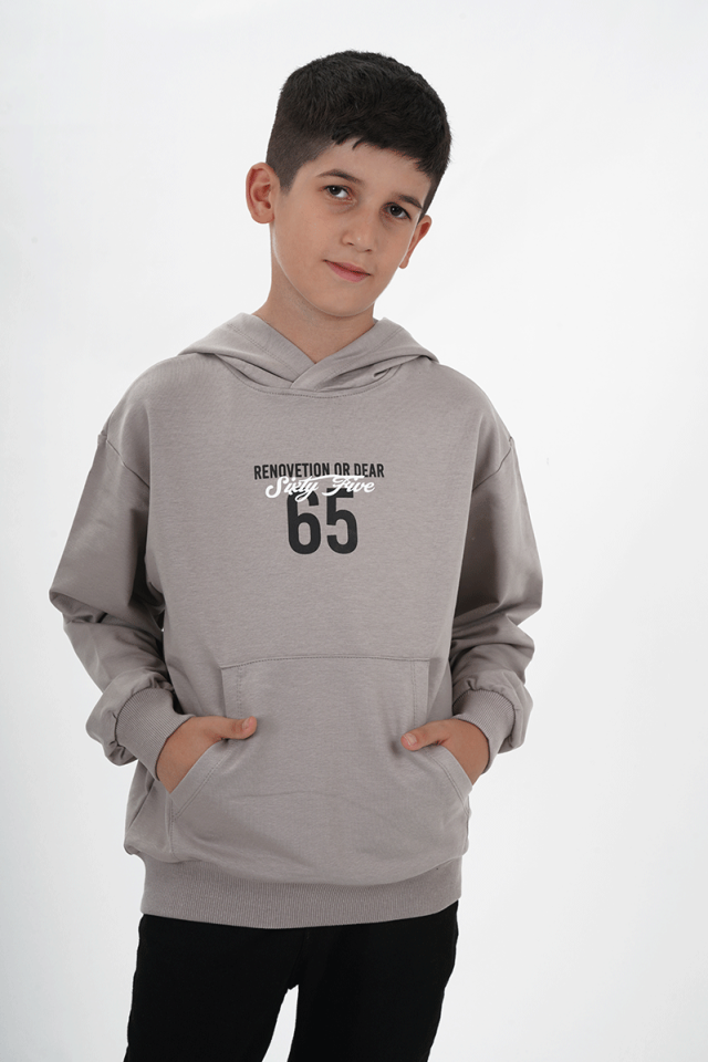 Erkek Çocuk Kapüşonlu Baskılı Sweatshirt