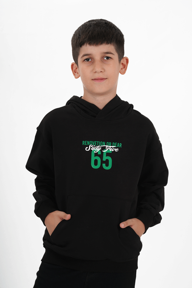 Erkek Çocuk Kapüşonlu Baskılı Sweatshirt