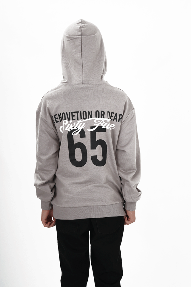 Erkek Çocuk Kapüşonlu Baskılı Sweatshirt Gri - 12 Yaş