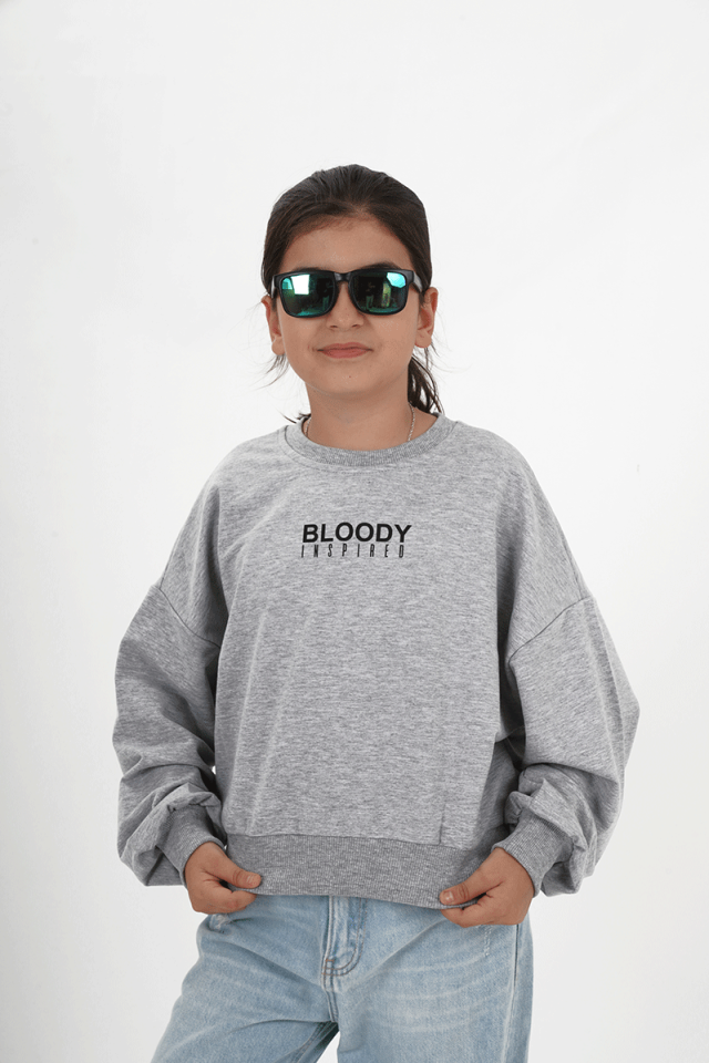 Kız Çocuk İki İp Kumaş Baskılı Sweatshirt