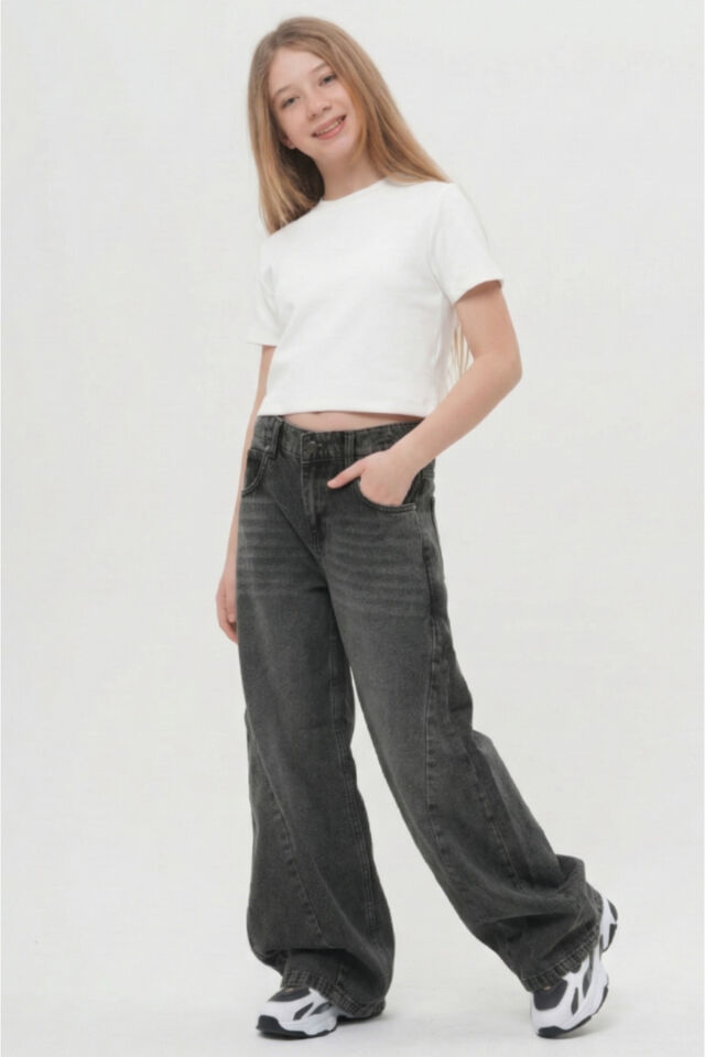 Unisex Geniş Paça Wide Leg Bol Alt Giyim Kot Pantolon
