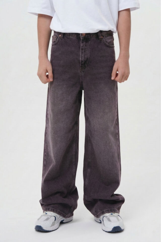 Erkek Füme Geniş Paça Baggy Alt Giyim Kot Pantolon