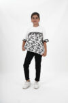 Kız Çocuk Süprem Kumaş Bisiklet Yaka Desenli Tshirt