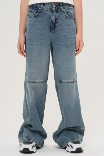 Unisex Koyu Gri Geniş Paça Dikiş Detaylı Jean Bol Kesim Alt Giyim Kot Pantolon