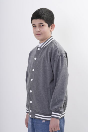Erkek Çocuk İki İplik Kumaş Çıtçıtlı Triko Yaka Kolej Hırka(11-15 Yaş)