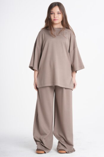 Kız Çocuk Renkli Oysho Kumaş Rahat Kesim Ev Takımı – Oversize T-Shirt ve Geniş Paça Pantolon Seti | Konforlu Lounge Giyimi