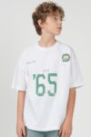 Erkek Çocuk 65 Baskılı Oversize Beyaz T-Shirt