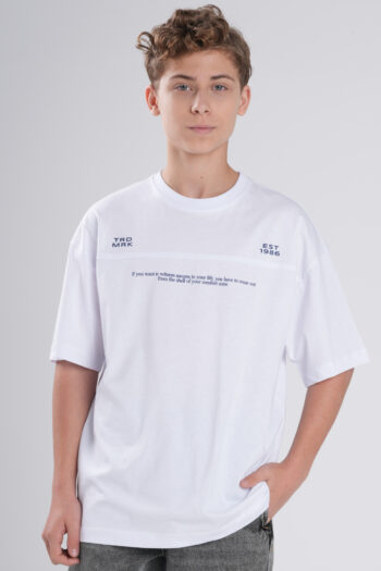 Erkek Çocuk Rhat Kesim Ön Ve Arkalı Yazı Baskılı T-Shirt