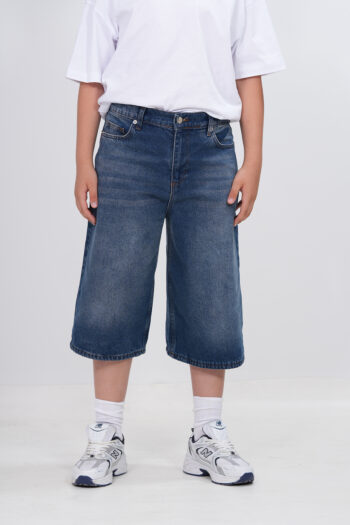 Haykids Unisex Çocuk Mavi Kot Şort - Regular Fit Rahat Kalıp Denim Şort