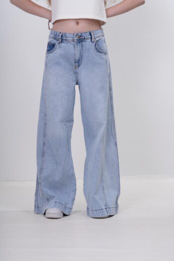 Kız Çocuk B Rahat Kalıp Önü Çizgi Dikişli Kız Çocuk Denim Pantolon