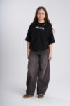 Kız Çocuk "BELIEVE" Baskılı Salaş Kesim Oversize T-Shirt (Beyaz & Siyah)